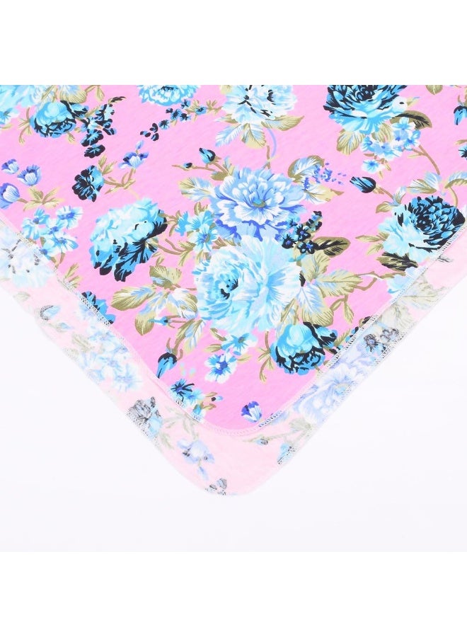 Galabloomer Newborn Receiving Blanket Headband Set Flower Print Baby Swaddle Receiving Blankets Pink Rose - Image 5